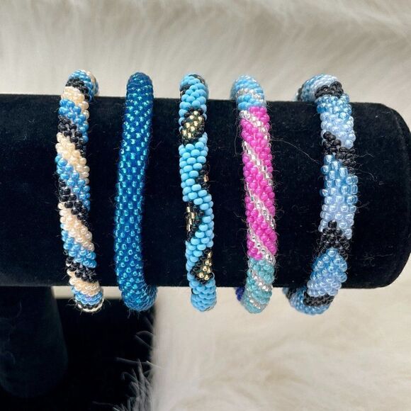 HAND CRAFTED in Nepal Beaded Bracelets (set of 5) #238 - Picture 5 of 5